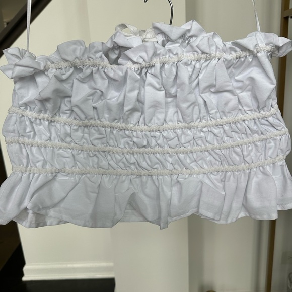 Vigoss White Ruffled Strapless Top - Picture 2 of 3